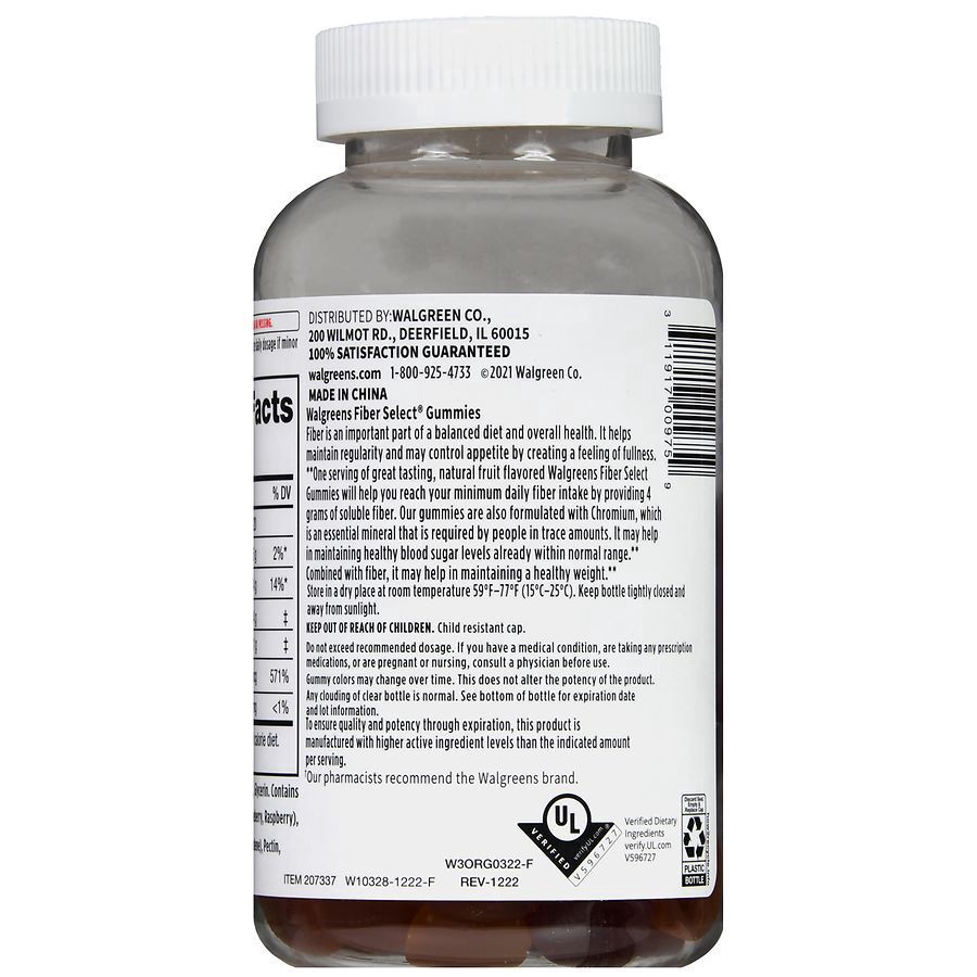 slide 4 of 5, Walgreens Fiber Select Gummies, 90 ct