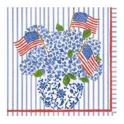 Flags And Hydrangeas Cocktail Napkin