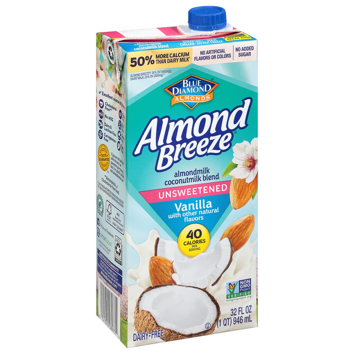 slide 2 of 9, Blue Diamond Almond Breeze Vanilla Blend Unsweetened Almond And Coconut Milk, 