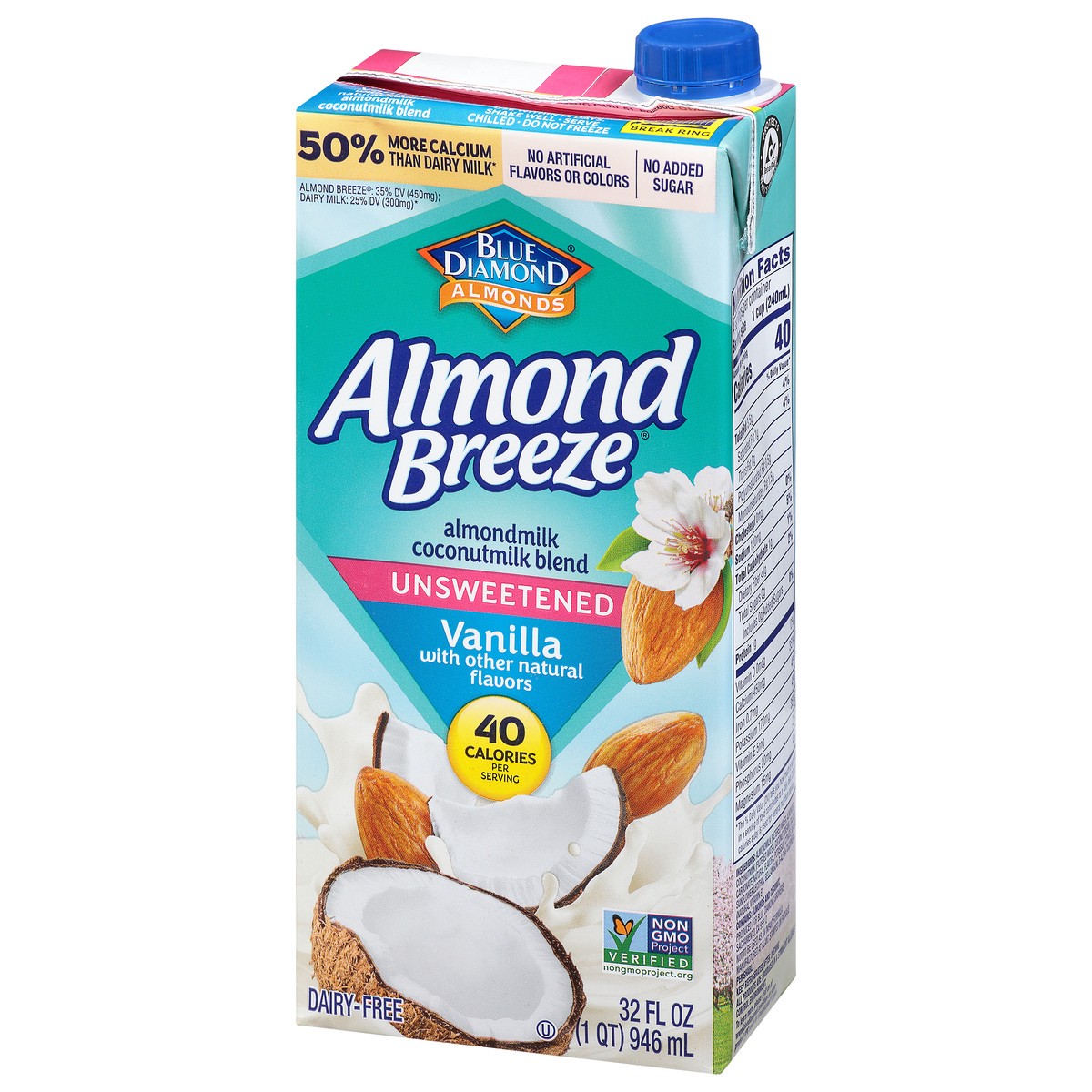 slide 3 of 9, Blue Diamond Almond Breeze Vanilla Blend Unsweetened Almond And Coconut Milk, 