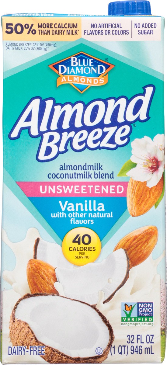 slide 8 of 9, Blue Diamond Almond Breeze Vanilla Blend Unsweetened Almond And Coconut Milk, 