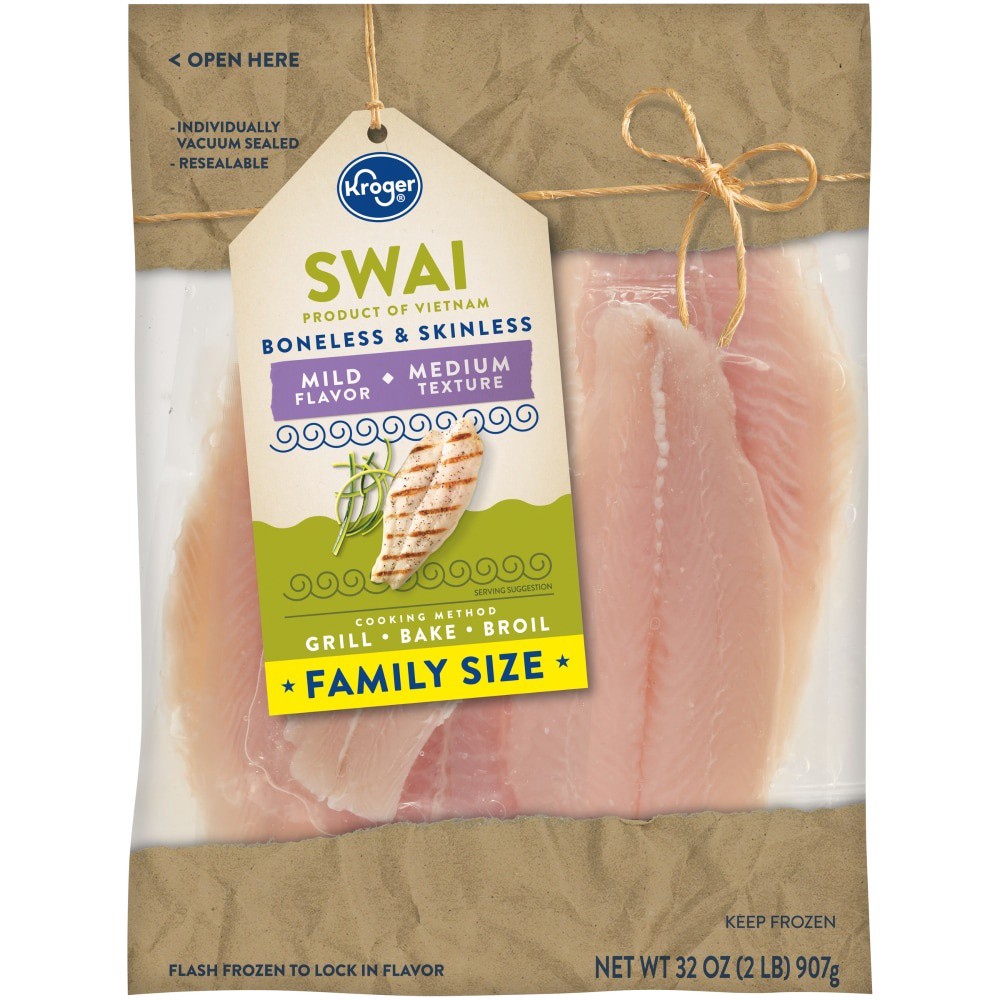 slide 1 of 1, Kroger Boneless & Skinless Frozen Swai Family Size, 32 oz