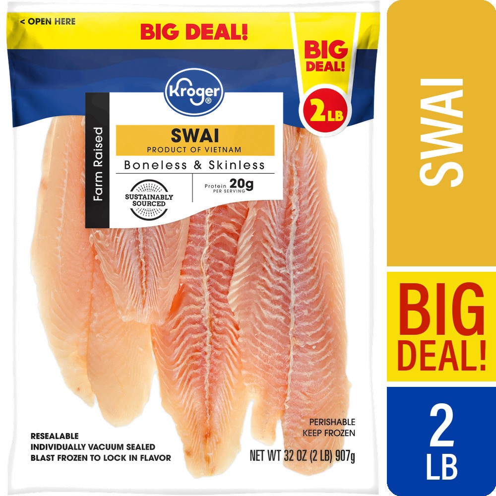 slide 1 of 5, Kroger Boneless & Skinless Frozen Swai Family Size, 32 oz