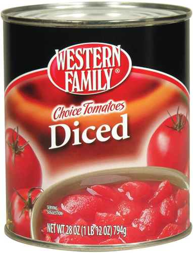 slide 1 of 1, Western Family Choice Tomatoes Diced, 28 oz