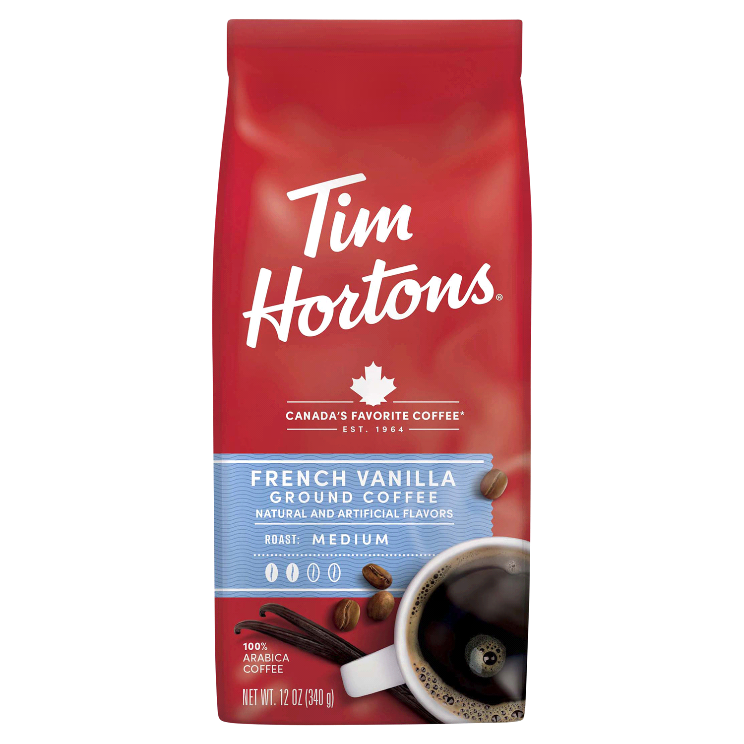 slide 1 of 2, Tim Hortons French Vanilla Medium Roast Ground Coffee - 12 oz, 12 oz