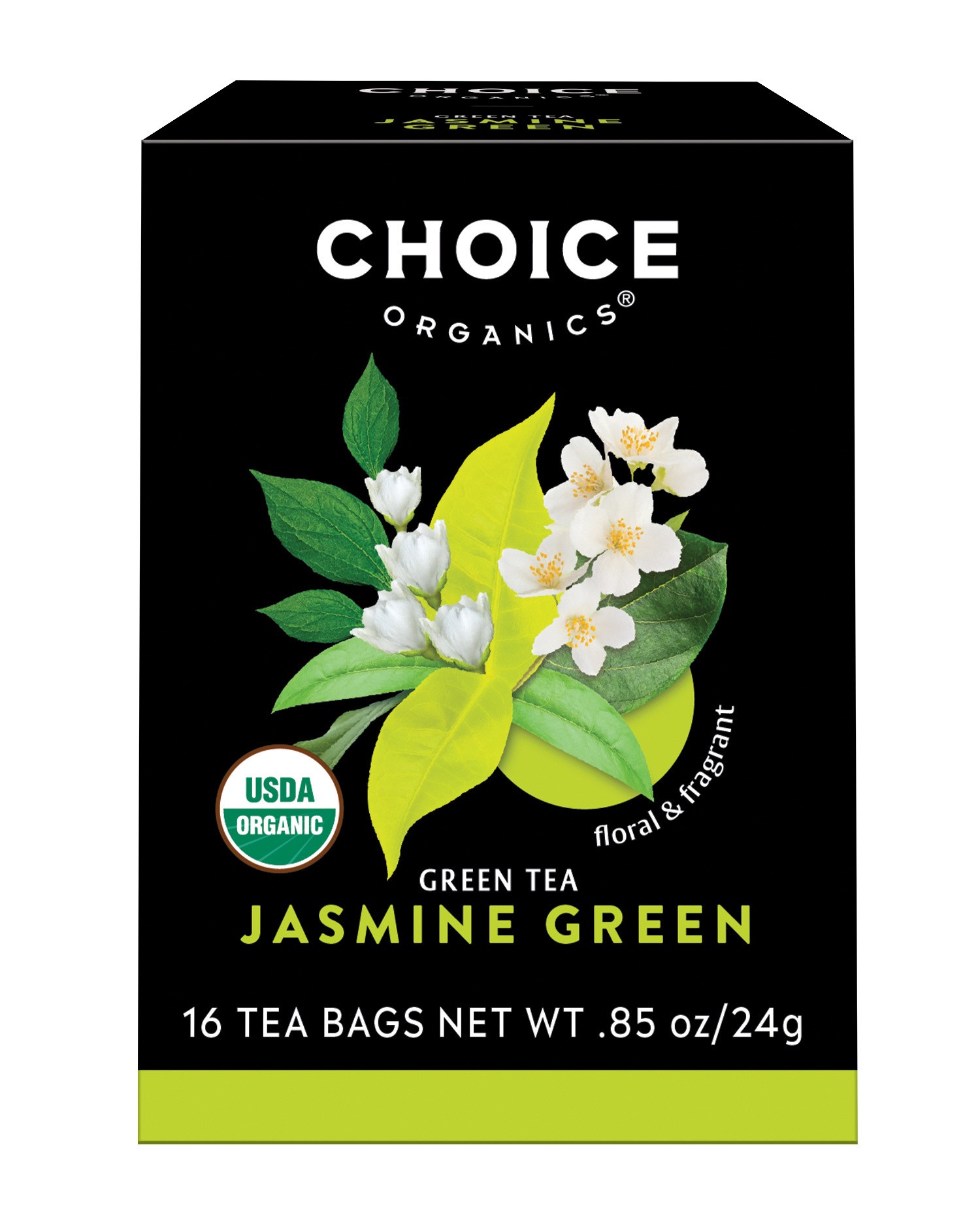 slide 4 of 5, Choice Organics Jasmine Green Tea, Contains Caffeine, Green Tea Bags, 16 Count, 16 ct