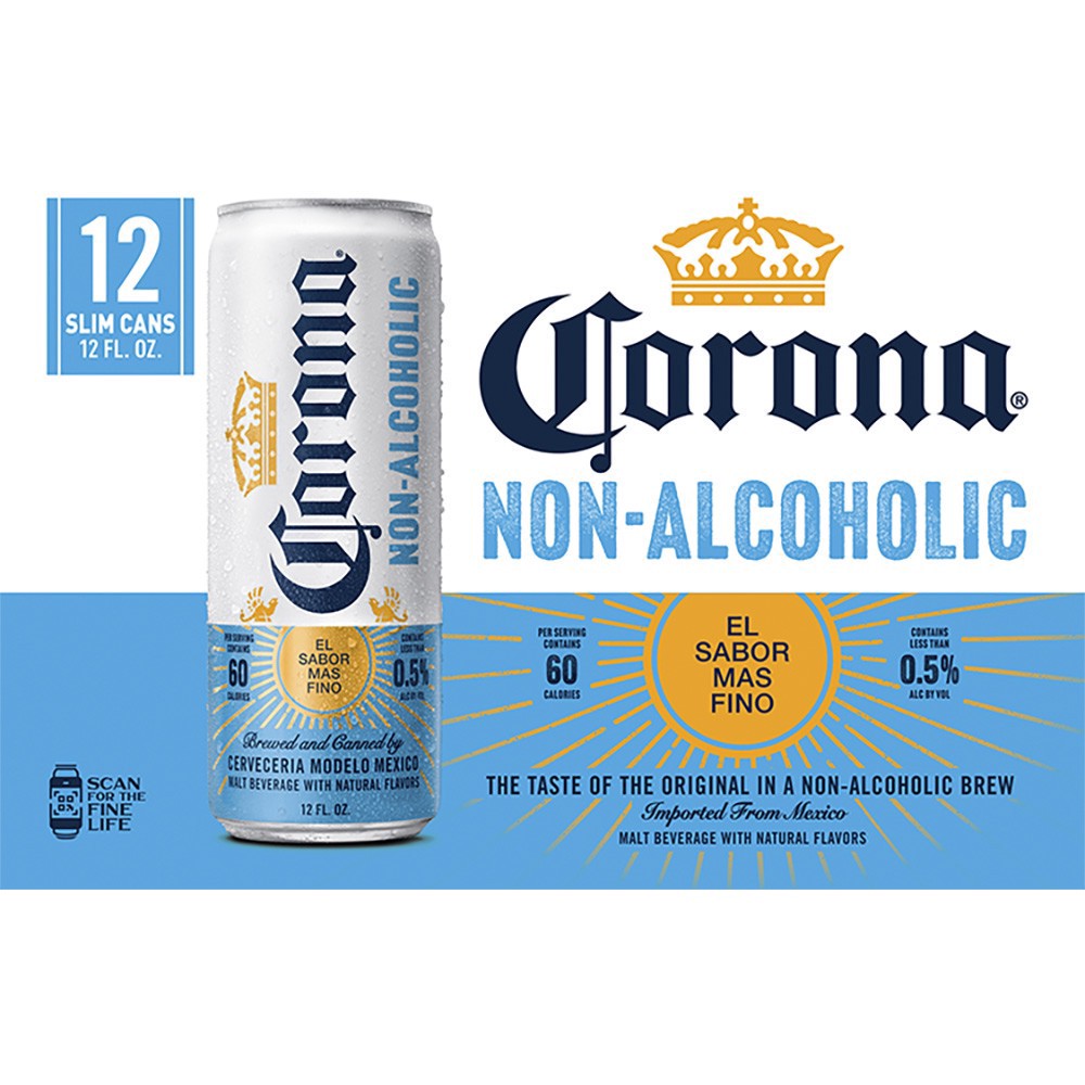 slide 1 of 5, Corona Non-Alcoholc 12Pk Can 12Oz, 12 ct; 12 oz