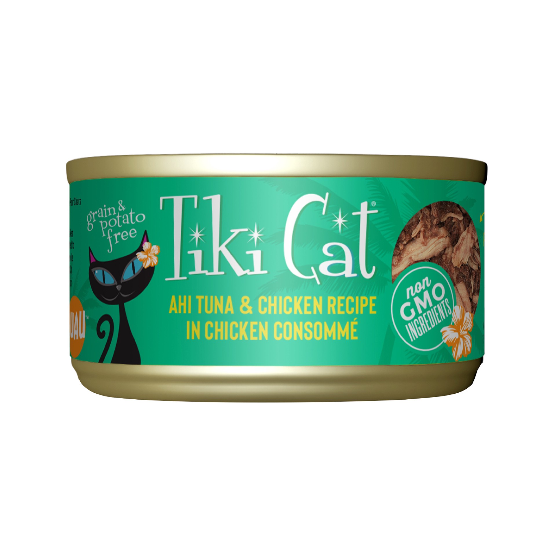 slide 1 of 7, Tiki Cat Luau Wet Cat Food, Ahi Tuna & Chicken, 2.8 oz. Can, 2.8 oz