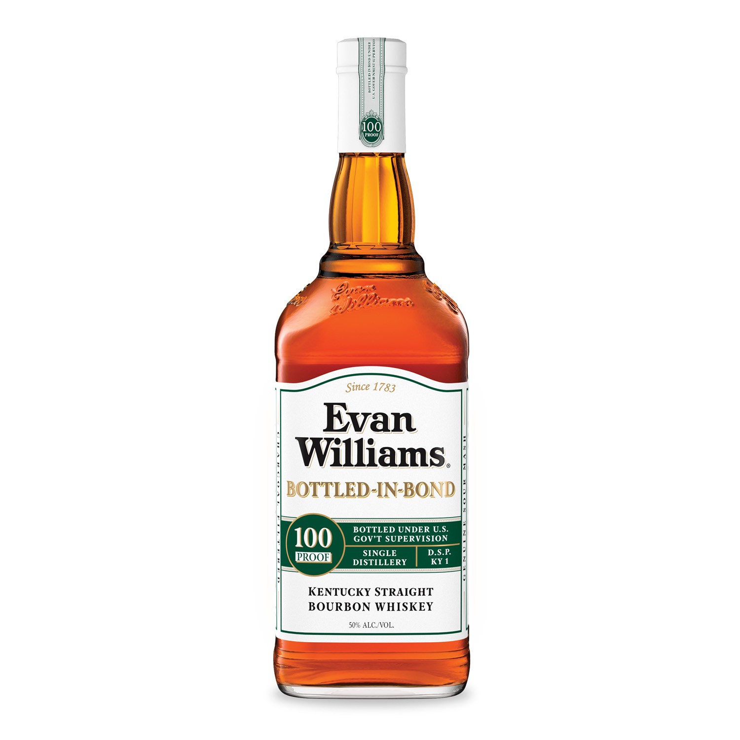 slide 1 of 3, Evan Williams White Label Bottle In Bond Bou, 1 liter