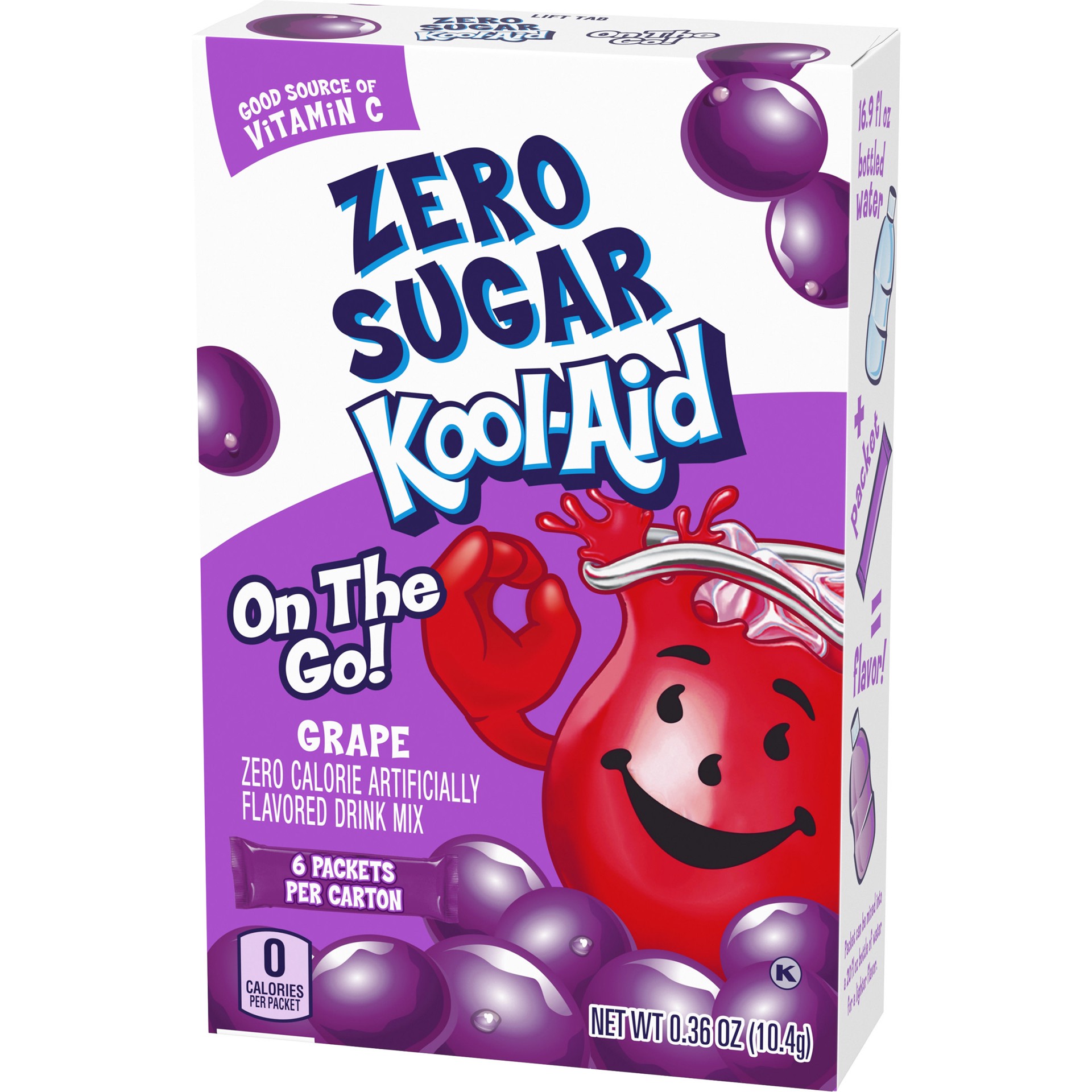 slide 4 of 5, Kool-Aid Grape Zero Sugar Artificially Flavored Powdered Soft Drink Mix, 6 ct On-the-Go-Packets, 6 ct