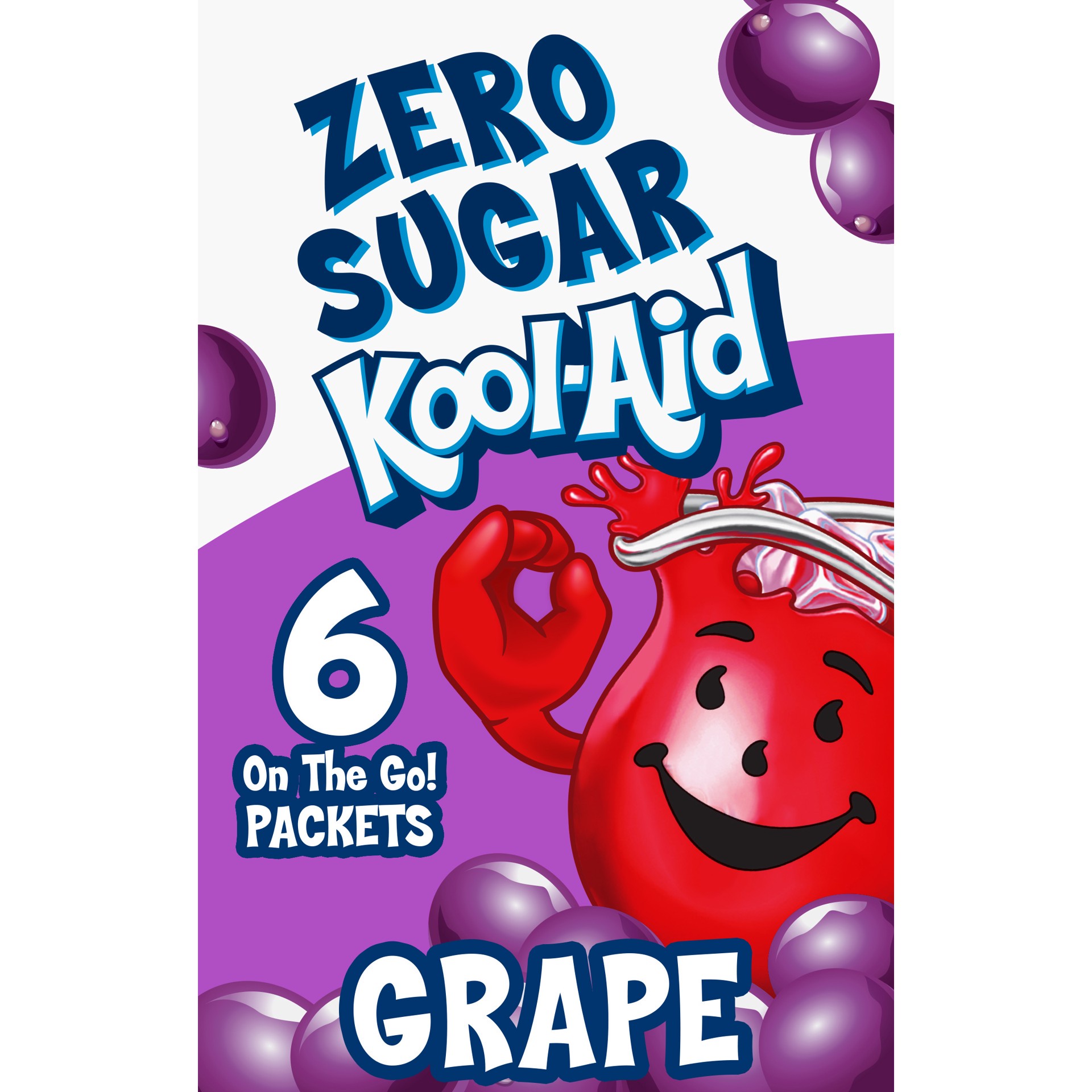 slide 1 of 5, Kool-Aid Grape Zero Sugar Artificially Flavored Powdered Soft Drink Mix, 6 ct On-the-Go-Packets, 6 ct