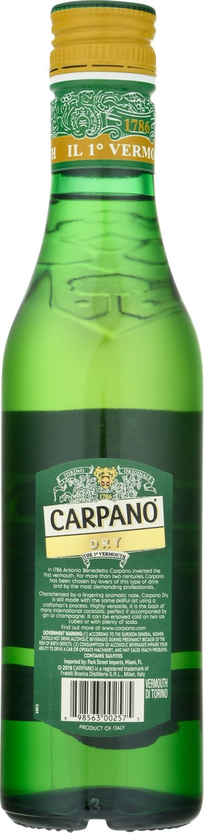 slide 5 of 10, Carpano Dry Vermouth 375 ml, 375 ml