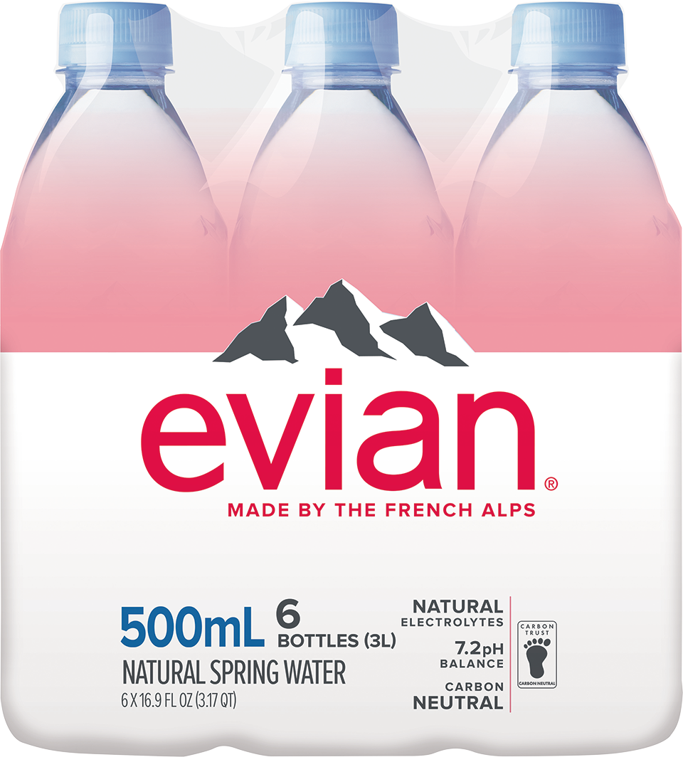 slide 1 of 3, Evian Natural Spring Water, 6 ct; 16.9 fl oz