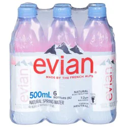 Evian Natural Spring Water 6 - 16.9 fl oz Bottles
