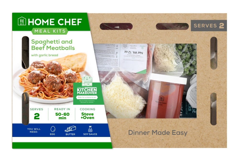 slide 1 of 1, Home Chef Value Meal Kit Spaghetti And Beef Meatballs With Garlic Bread, 29 oz