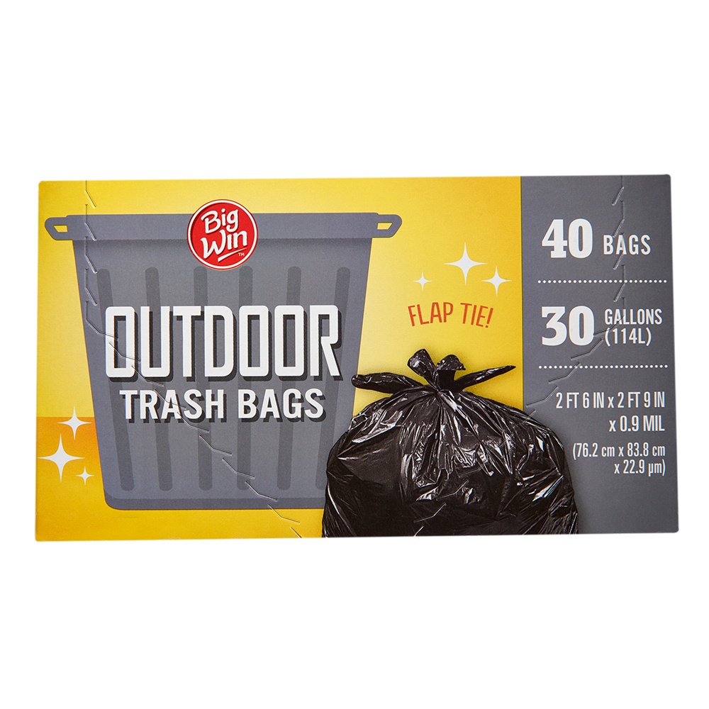 slide 1 of 2, Big Win Outdoor Trash Bags, 30 gal, 40 ct