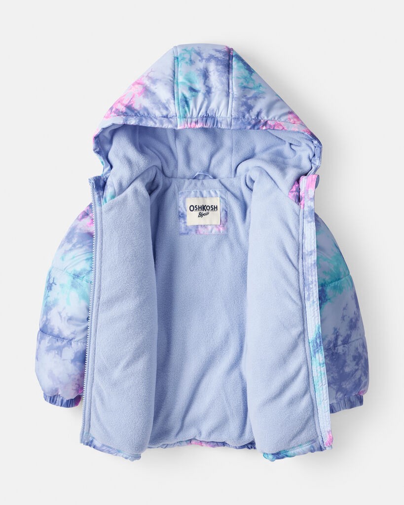 slide 5 of 5, Oshkosh Toddler Girl 2-Piece Tie Dye Hooded Snowsuit Jacket & Bib Set - Blue Multi 5T, 2 pc