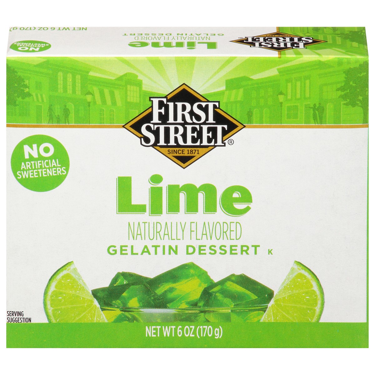 slide 4 of 4, First Street Lime Gelatin, 6 oz
