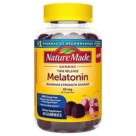 slide 1 of 1, Nature Made Time Release Melatonin Maximum Strength Dosage Gummies - 60 CT, 60 ct