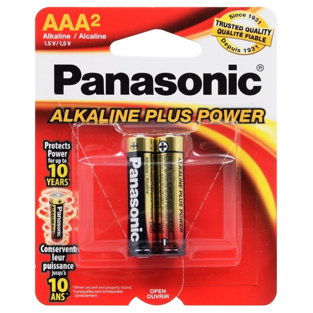 slide 1 of 1, Panasonic Alkaline Plus AAA Batteries, 2 ct