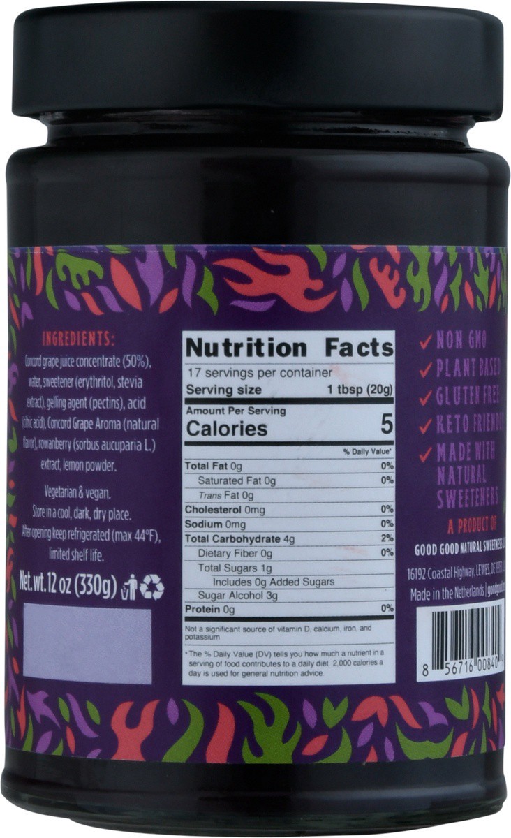 slide 9 of 9, Good Good No Added Sugar Concord Grape Jelly, 12 oz
