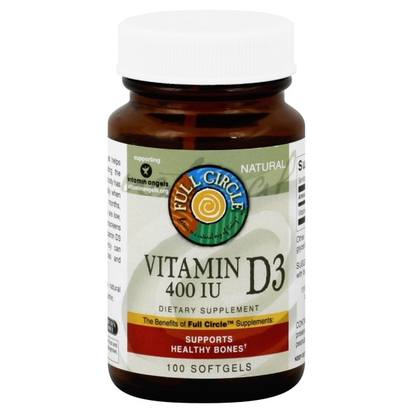 slide 1 of 1, Full Circle Market Natural Vitamin D3 400 IU, 100 ct