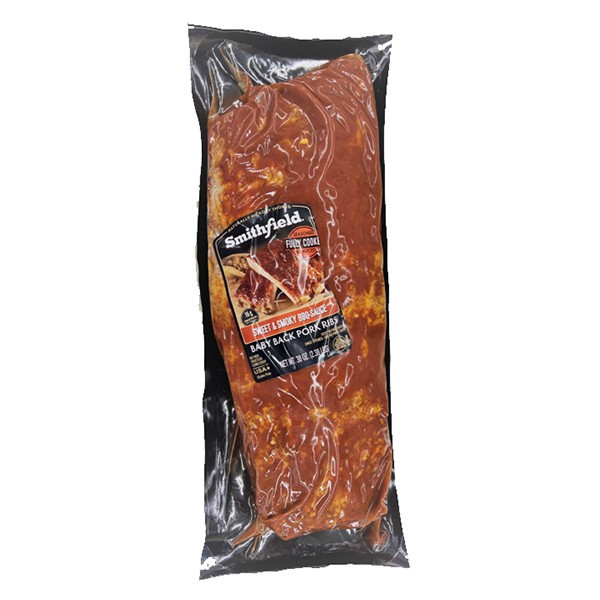 slide 1 of 10, Smithfield Sweet & Smoky Fully Cooked Baby Back Ribs, 38 oz, 2.4 lb