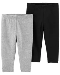 Carter's Baby 2-Pack Black & Grey Leggings, Black, 24M