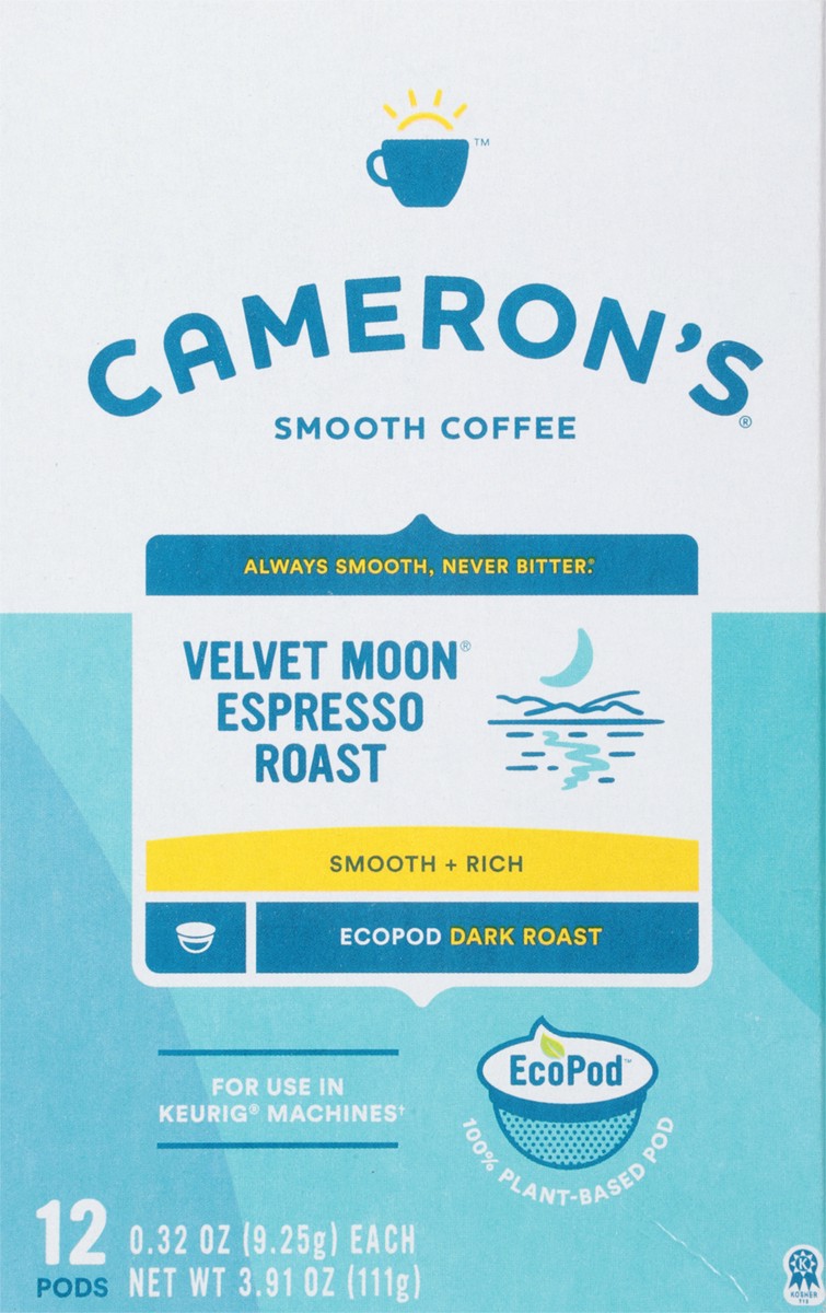 slide 7 of 9, Cameron's Dark Roast Smooth Eco Pod Velvet Moon Espresso Roast Coffee 12 - 0.32 oz Pods, 12 ct