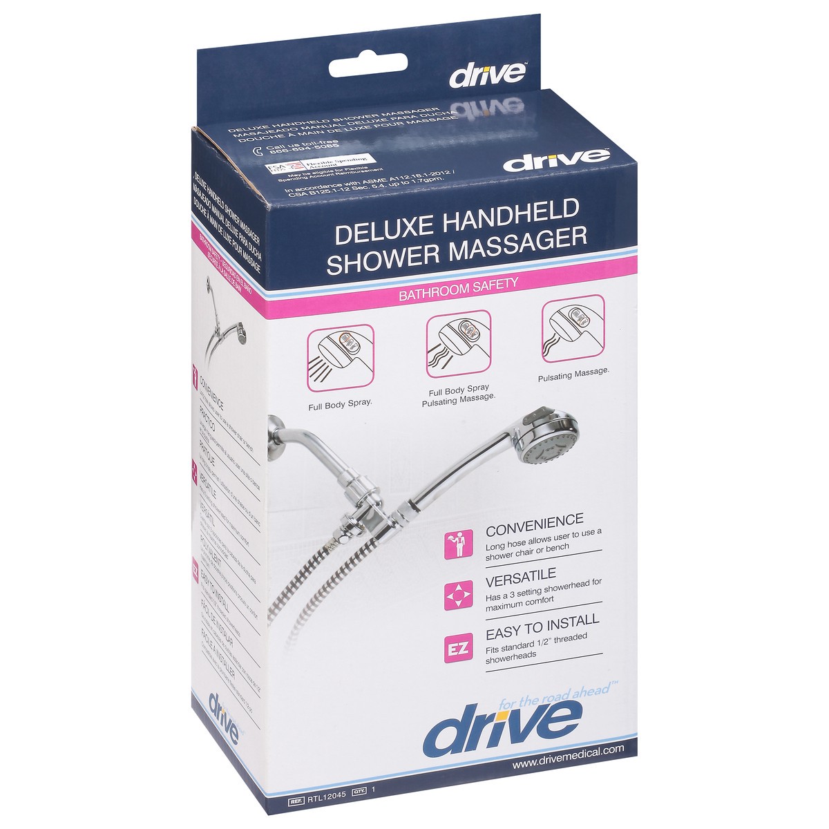 slide 4 of 9, Drive Deluxe Handheld Shower Massager 1 ea, 1 ct