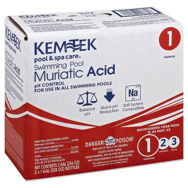 slide 1 of 4, Kem-Tek Swimming Pool Muriatic Acid - 2 Pack, 128 oz