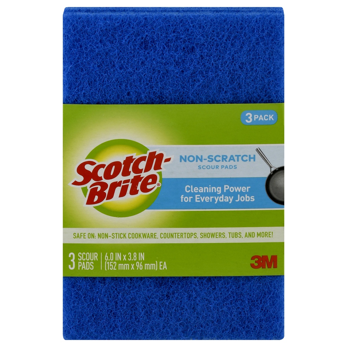 slide 1 of 1, Scotch-Brite 3 Pack Non-Scratch Scour Pads 3 ea, 3 ct; 6 in x 3.8 in