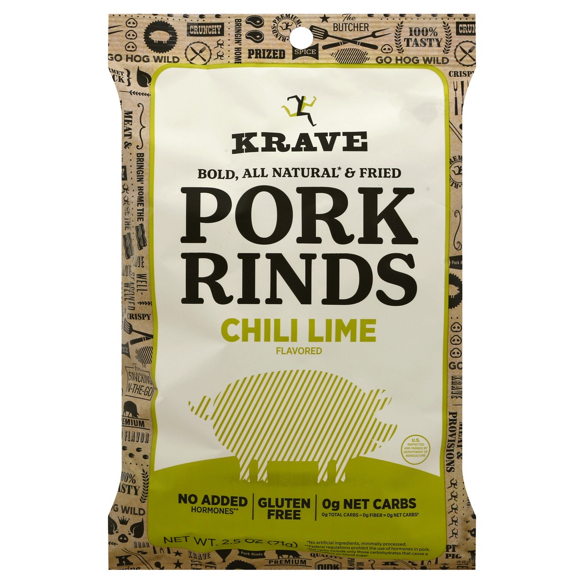 slide 10 of 12, Krave Chili Lime Flavored Pork Rinds 2.5 oz, 2.5 oz