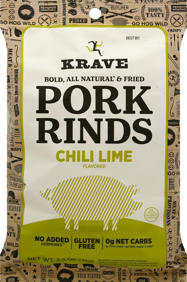 slide 6 of 12, Krave Chili Lime Flavored Pork Rinds 2.5 oz, 2.5 oz