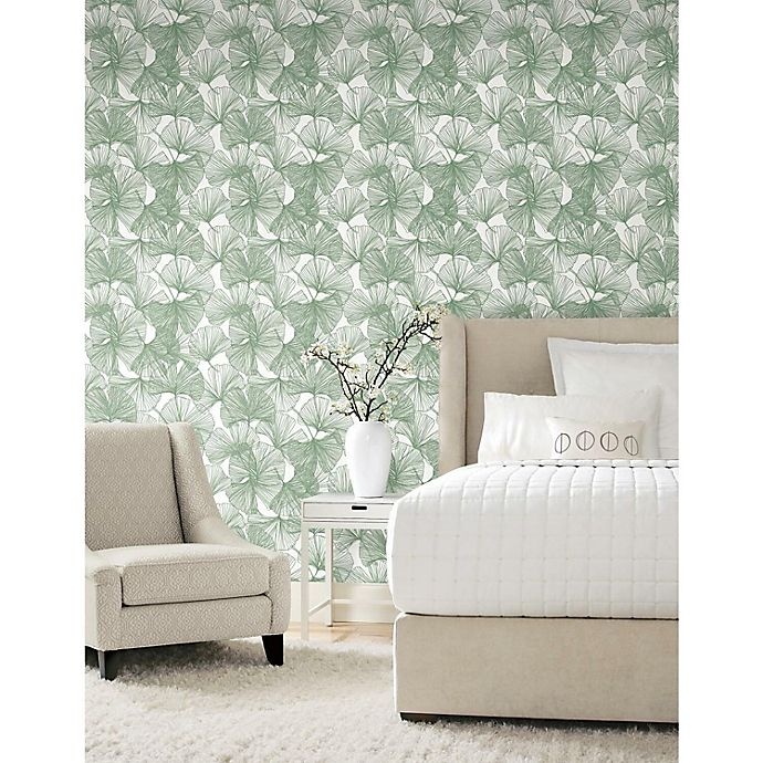 slide 3 of 7, RoomMates Gingko Leaves Peel & Stick Wallpaper - Green, 1 ct