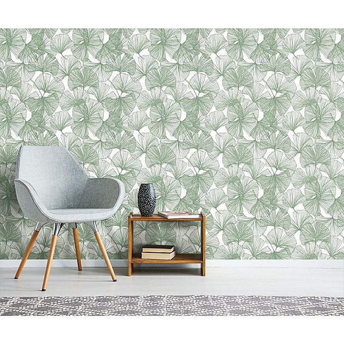 slide 1 of 7, RoomMates Gingko Leaves Peel & Stick Wallpaper - Green, 1 ct