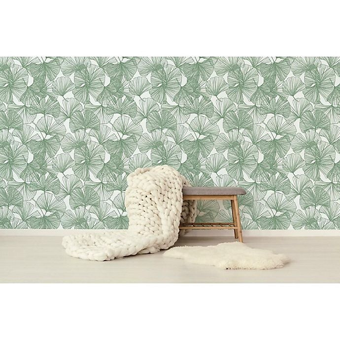 slide 4 of 7, RoomMates Gingko Leaves Peel & Stick Wallpaper - Green, 1 ct