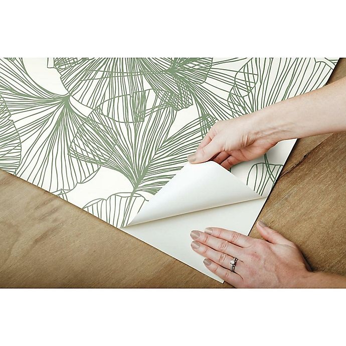 slide 7 of 7, RoomMates Gingko Leaves Peel & Stick Wallpaper - Green, 1 ct