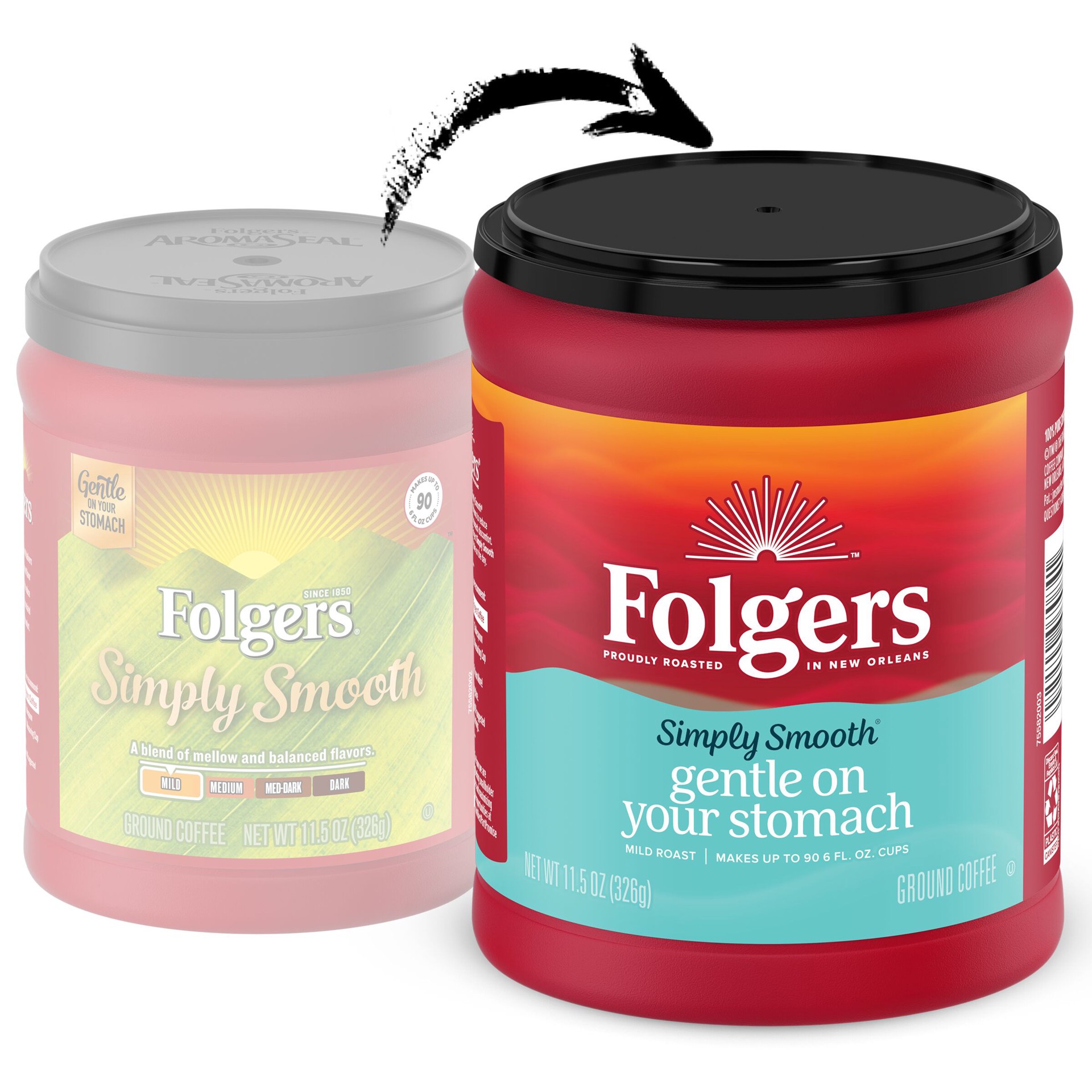 slide 5 of 5, Folgers Simply Smooth Mild Roast Ground Gentle on your Stomach Coffee - 11.5 oz, 11.5 oz