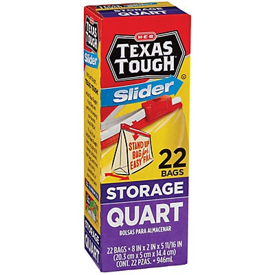 slide 1 of 1, H-E-B Texas Tough Slider Quart Storage Bags, 22 ct