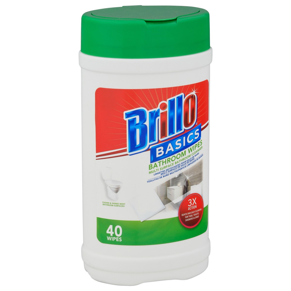 slide 2 of 9, Brillo Basics Bathroom Wipes 40 ea, 40 ct