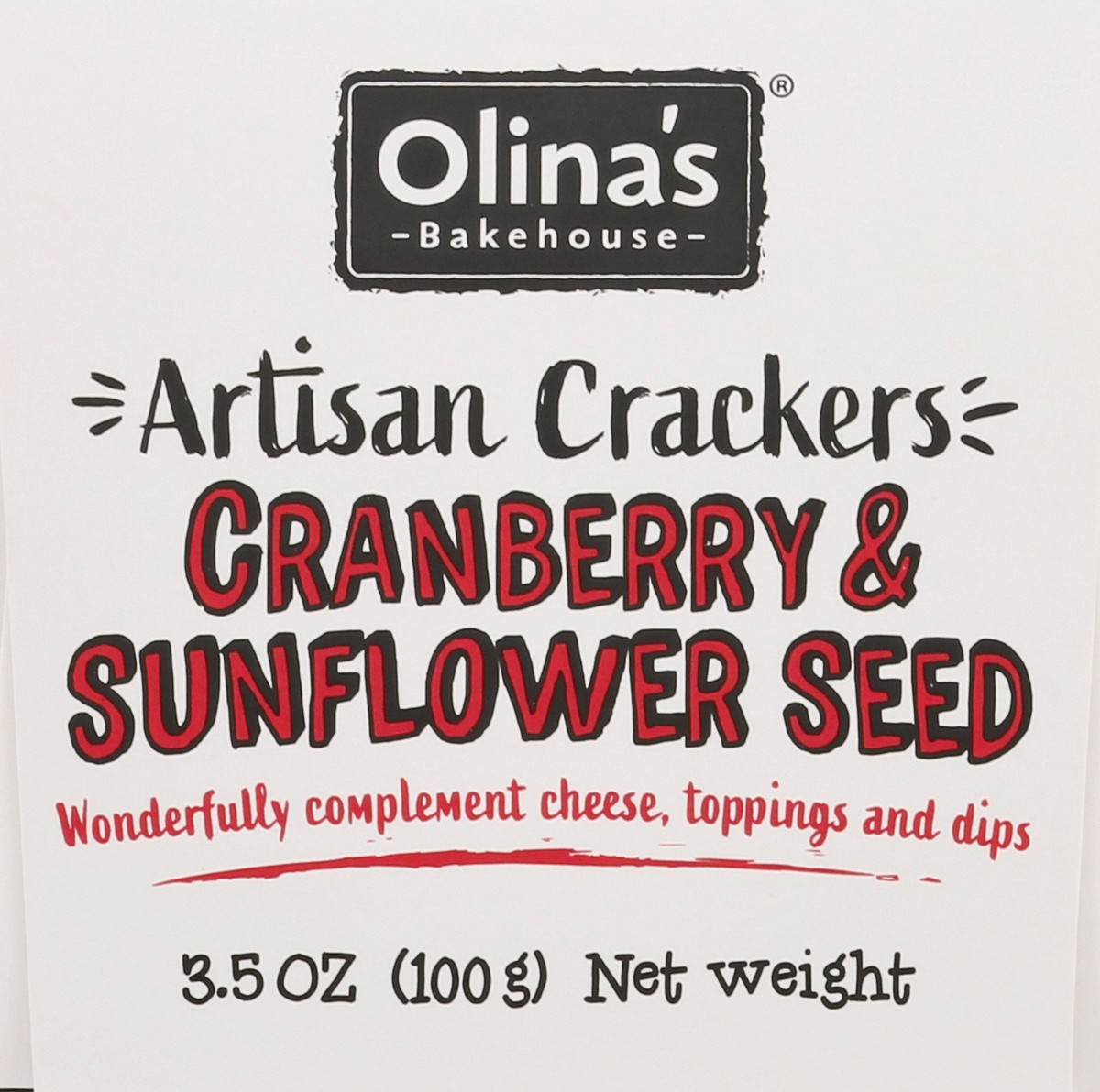 slide 9 of 12, Olina's Bakehouse Cranberry & Sunflower Seed Artisan Crackers - 3.5 oz, 3.5 oz
