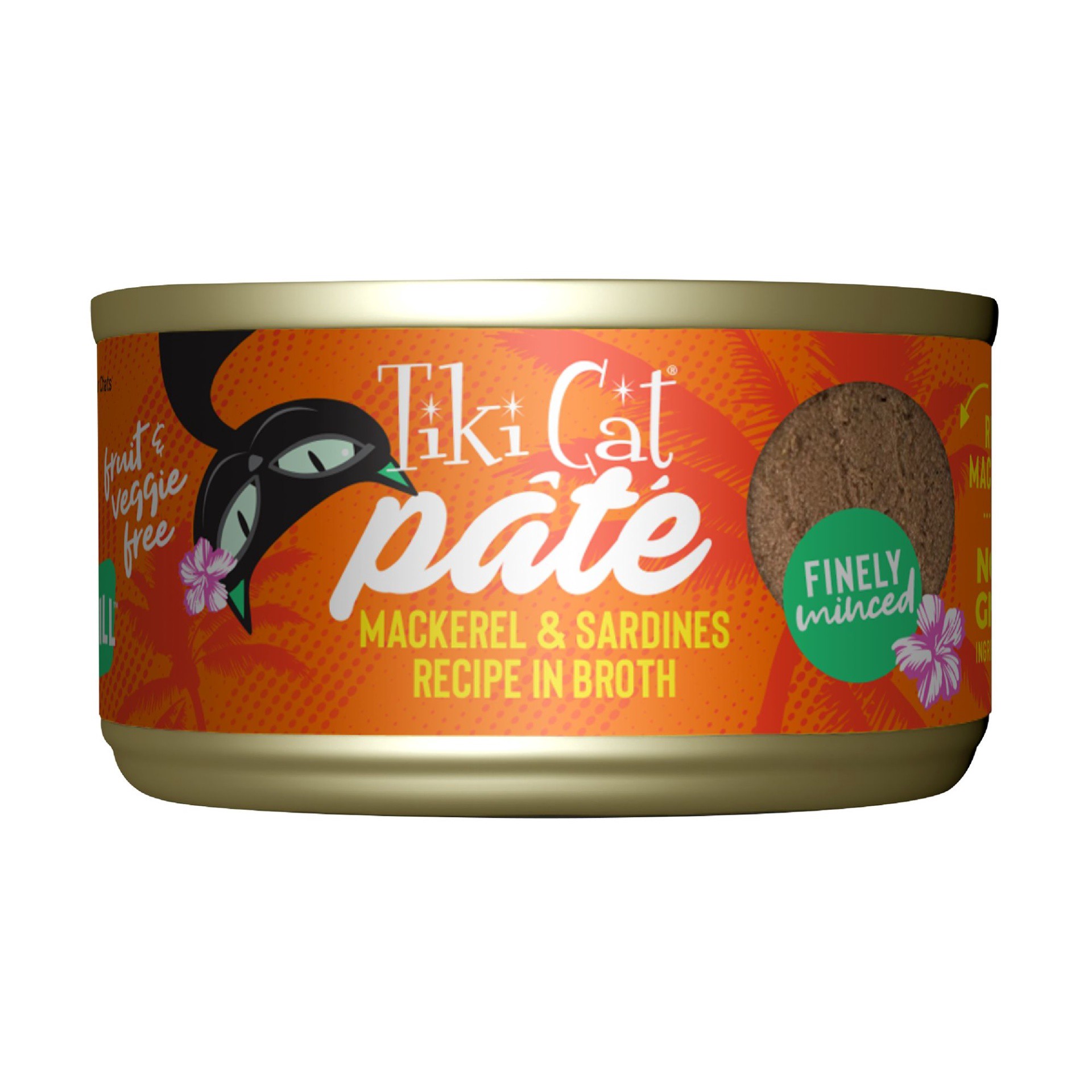 slide 1 of 1, Tiki Cat Grill Pate Wet Cat Food, Mackerel & Sardines, 2.8 oz. Can, 2.8 oz