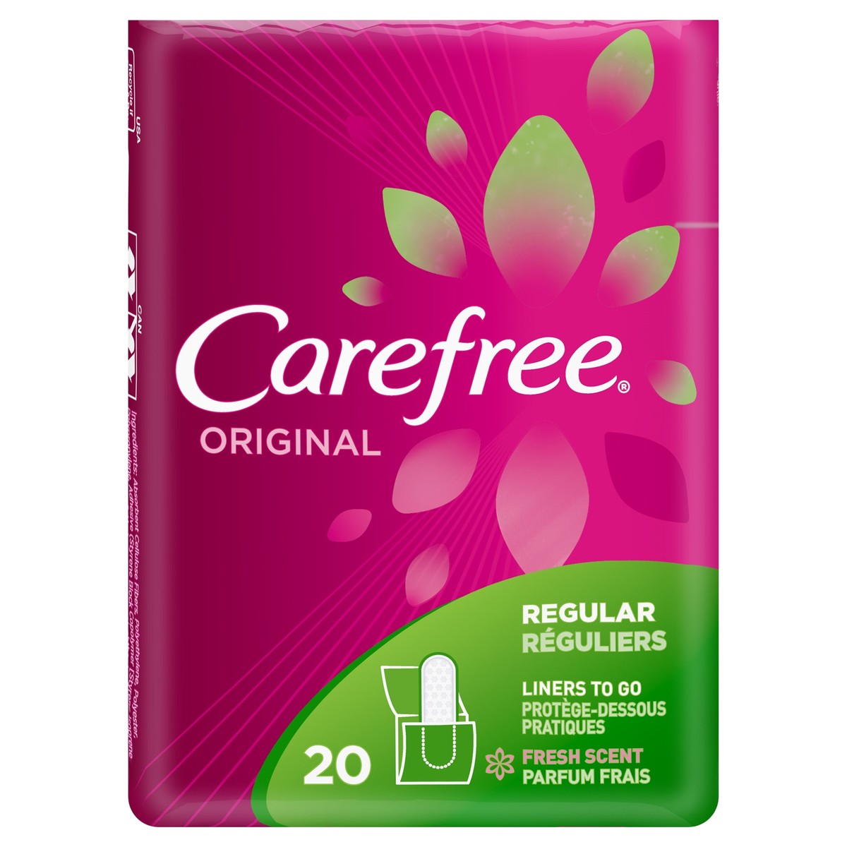 slide 1 of 10, Carefree Original Regular Fresh Scent Pantiliners, 20 ct