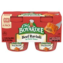 Chef Boyardee Beef Ravioli in Pasta Sauce, Microwavable Meal, 7.5 oz. Bowl, 4-Count