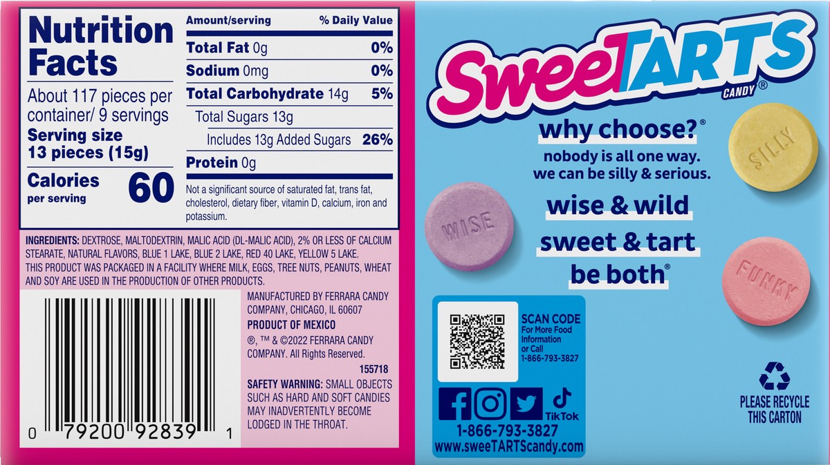 slide 5 of 9, SweeTARTS Original Candy 5 oz. Box, 5 oz