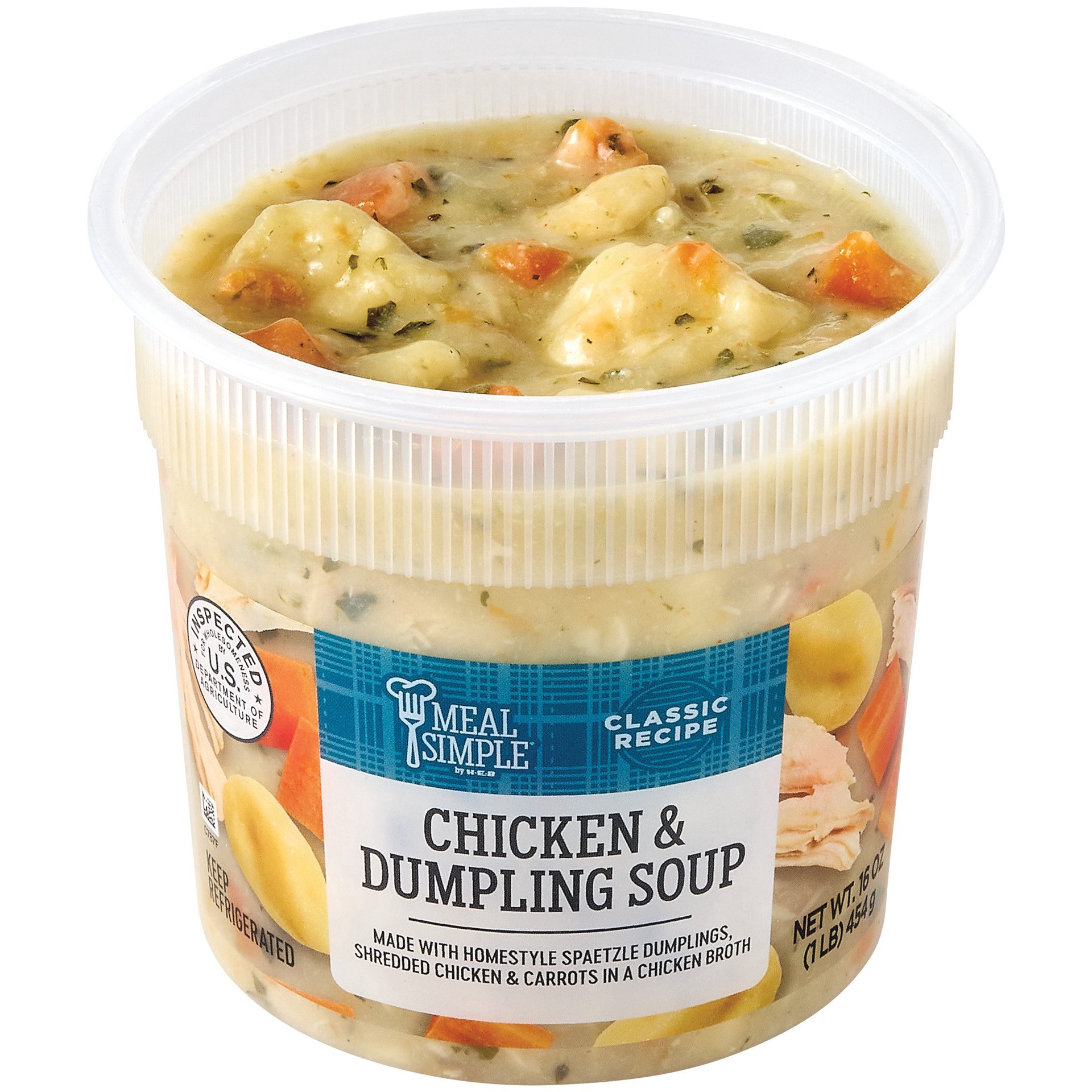 slide 1 of 1, Meal Simple by H-E-B Chicken & Dumpling Soup, 16 oz