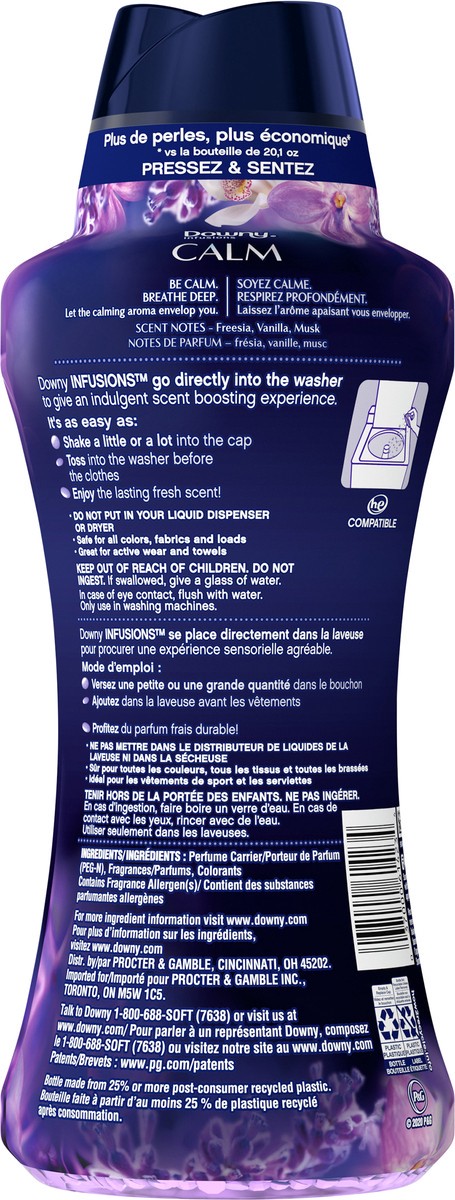 slide 2 of 4, Downy Infusions In-Wash Scent Booster Beads, Calm, Lavender & Vanilla Bean, 26.5 oz, 26.5 oz