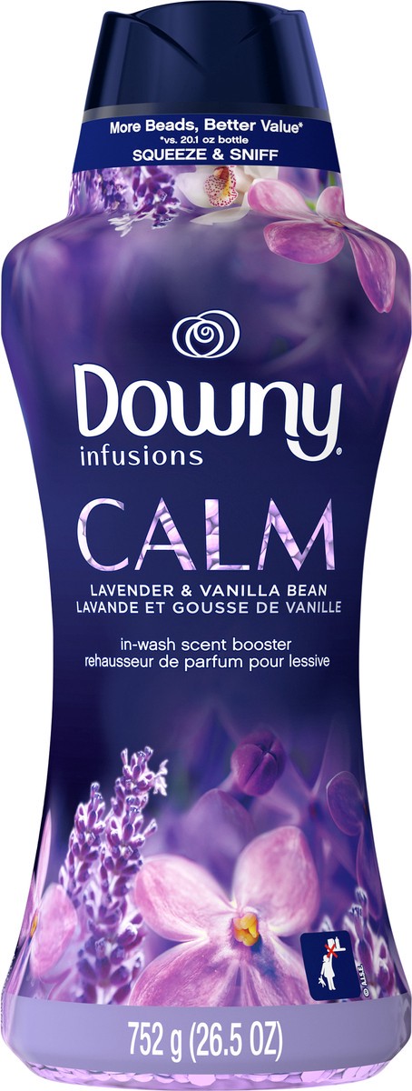 slide 4 of 4, Downy Infusions In-Wash Scent Booster Beads, Calm, Lavender & Vanilla Bean, 26.5 oz, 26.5 oz