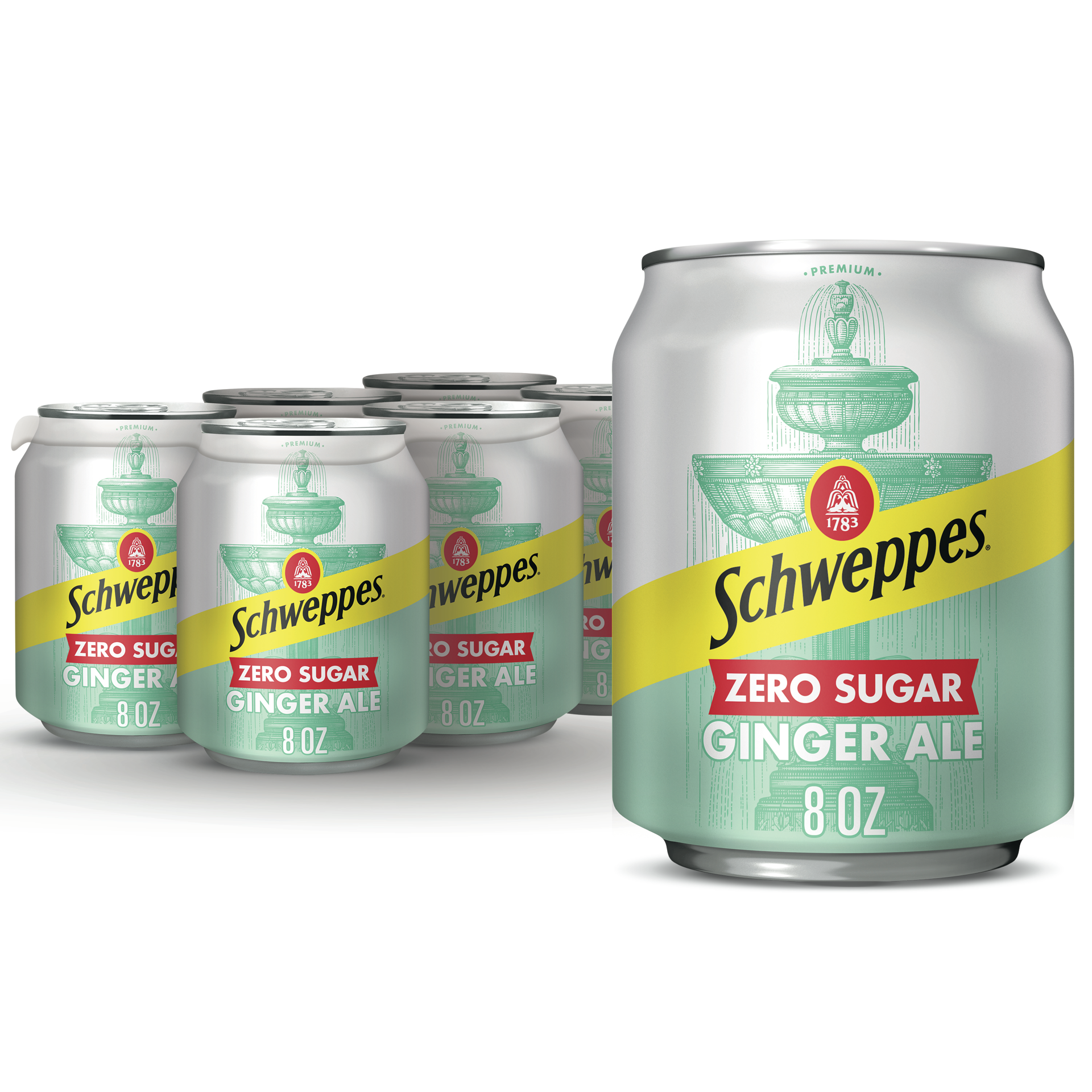 slide 1 of 5, Schweppes Zero Sugar Ginger Ale Soda- 6 ct, 8 oz